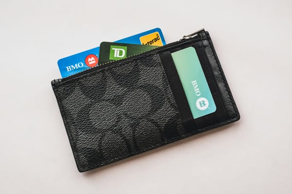 Wallet with credit cards showing